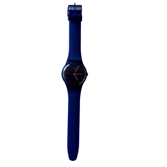 Vintage Swatch Watch Blue #129 Swiss Made Excellent Condition Day And Time - Picture 3 of 4